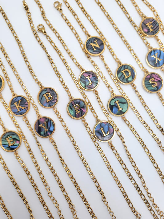 Gold plated bracelets with initial letter