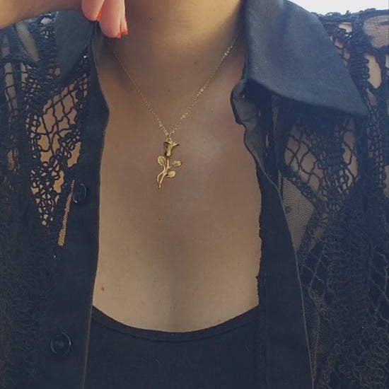 Gold plated romantic rose necklace