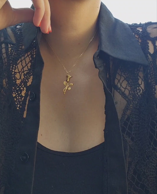 Gold plated romantic rose necklace