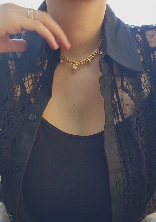 18k gold plated chunky Cuban zircon necklace