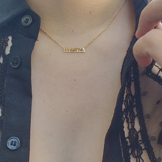 18k gold plated mama pendant necklace