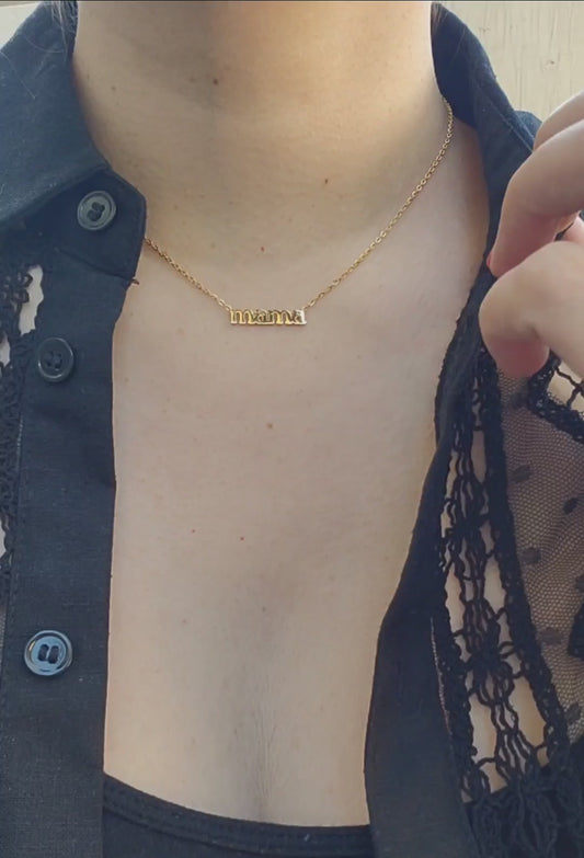 18k gold plated mama pendant necklace
