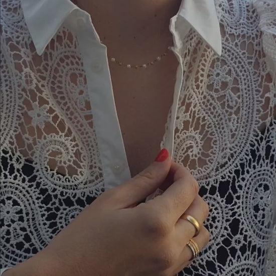 18k gold plated freshwater pearl choker necklace. Water proof.