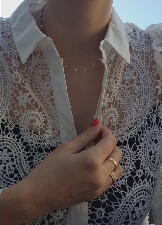 18k gold plated freshwater pearl choker necklace. Water proof.