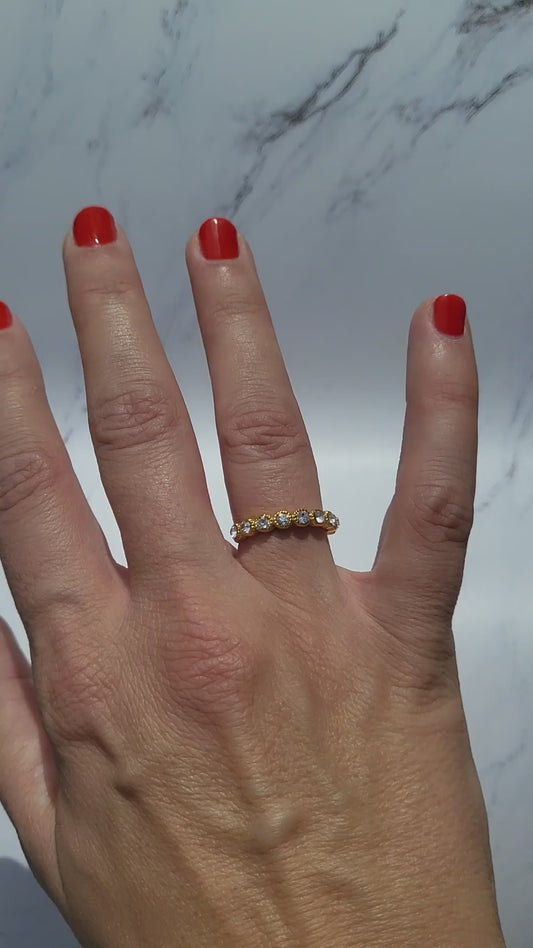 Gold plated vintage adjustable ring with zircons