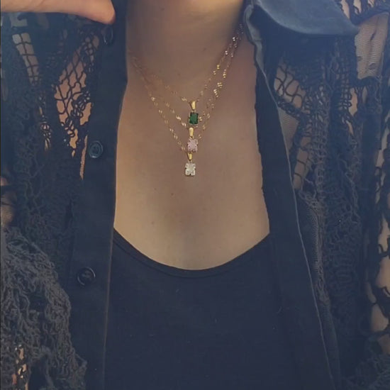 18k gold plated necklace with zircon pendant