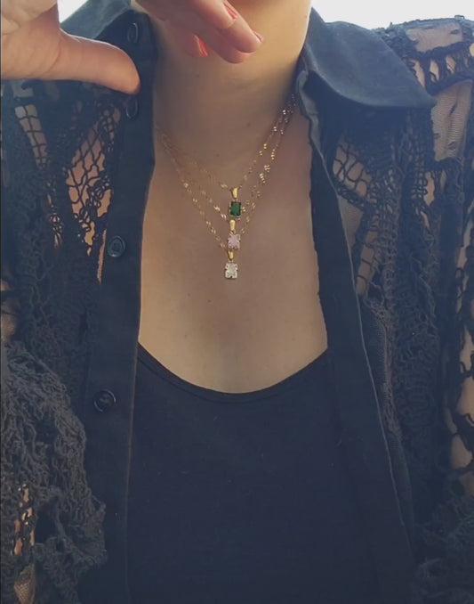 18k gold plated necklace with zircon pendant
